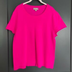 J.Crew Women's Relaxed Cashmere Tee in neon Fuchsia XXL